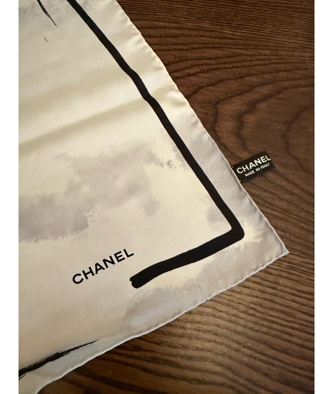 CHANEL Серый шелковый платок, фото 2