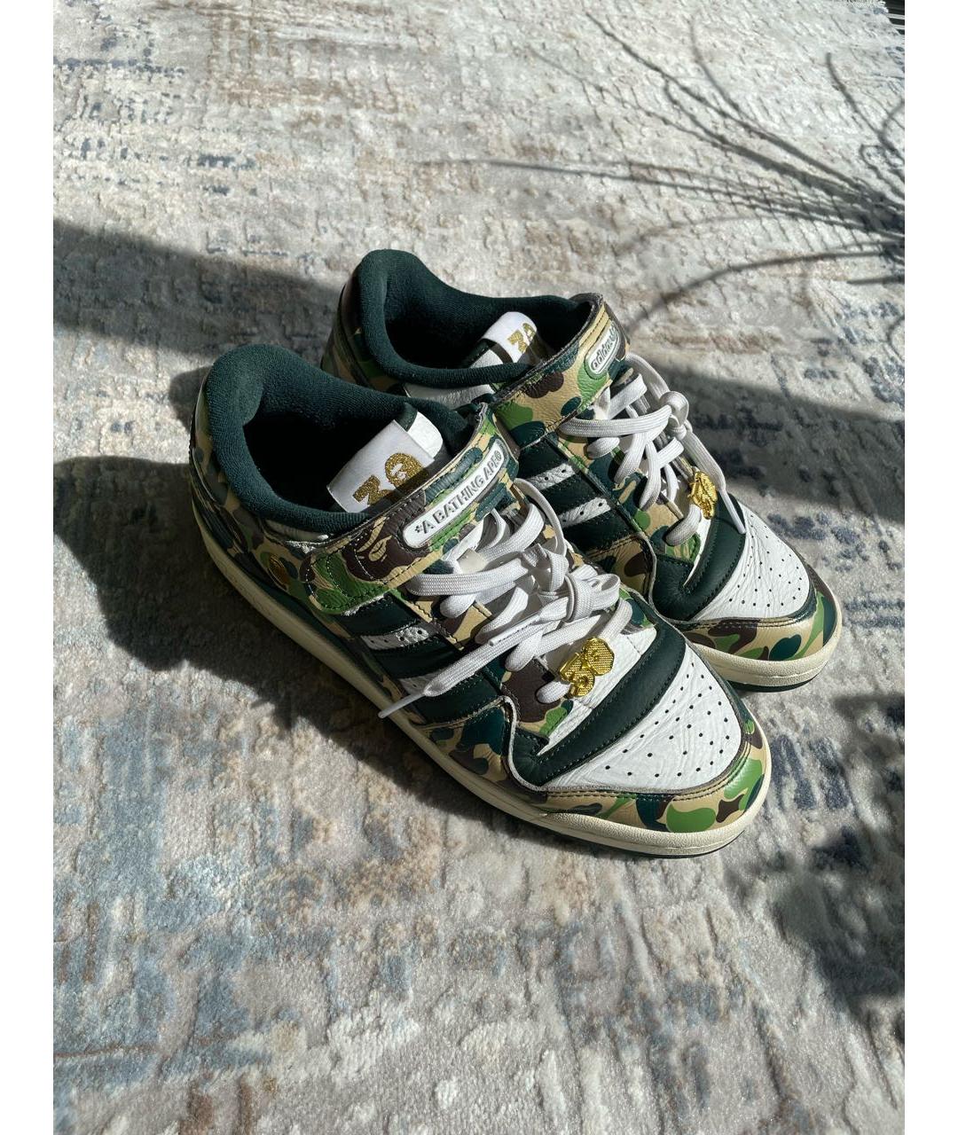 A BATHING APE Зеленые низкие кроссовки / кеды из искусственной кожи, фото 3