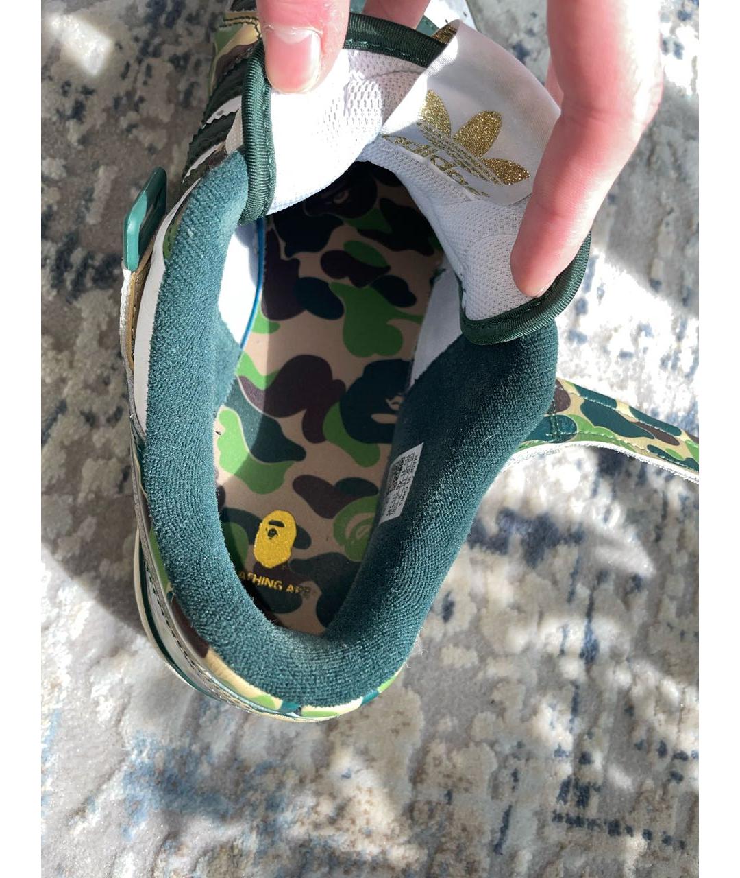 A BATHING APE Зеленые низкие кроссовки / кеды из искусственной кожи, фото 4