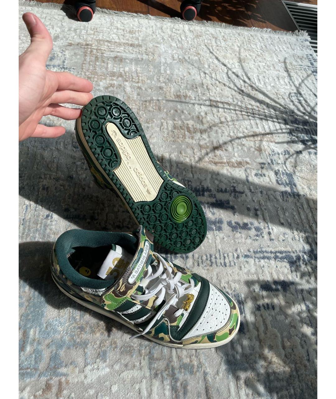 A BATHING APE Зеленые низкие кроссовки / кеды из искусственной кожи, фото 7