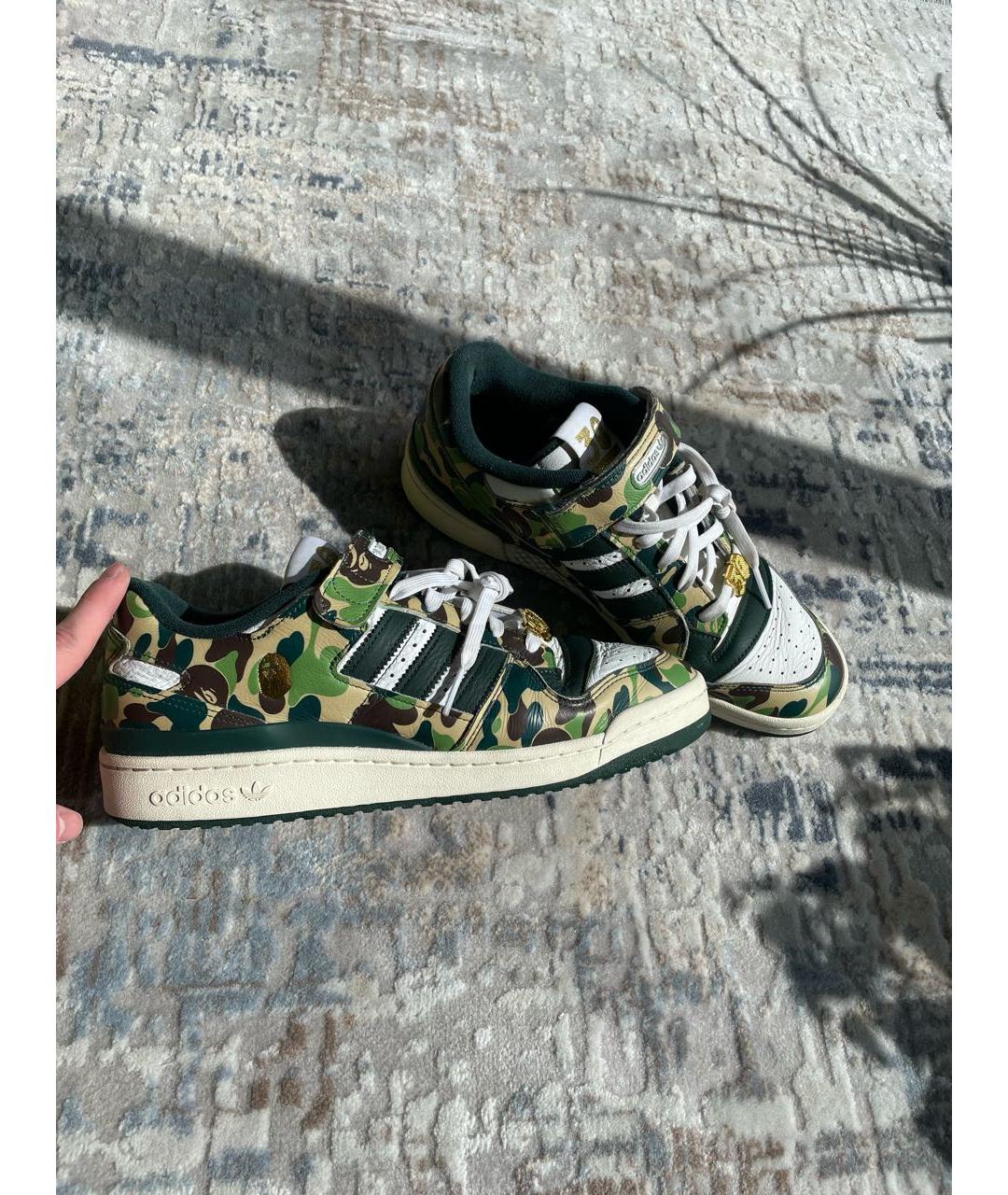 A BATHING APE Зеленые низкие кроссовки / кеды из искусственной кожи, фото 2
