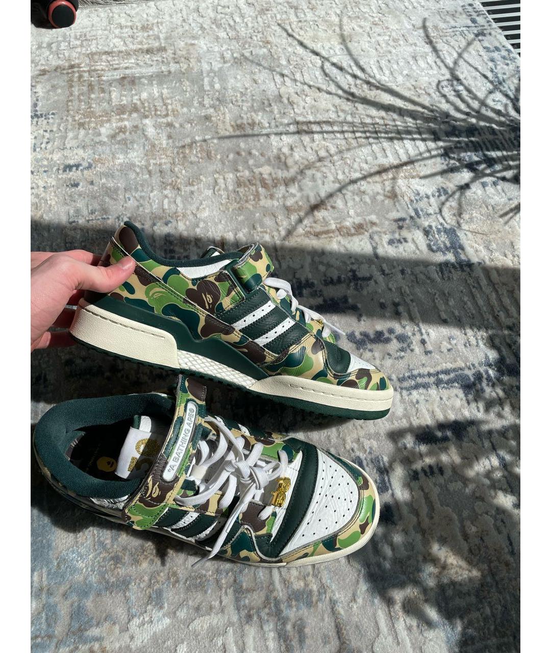 A BATHING APE Зеленые низкие кроссовки / кеды из искусственной кожи, фото 5