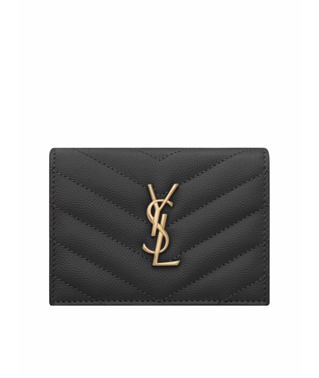 SAINT LAURENT Черный кожаный кошелек, фото 1