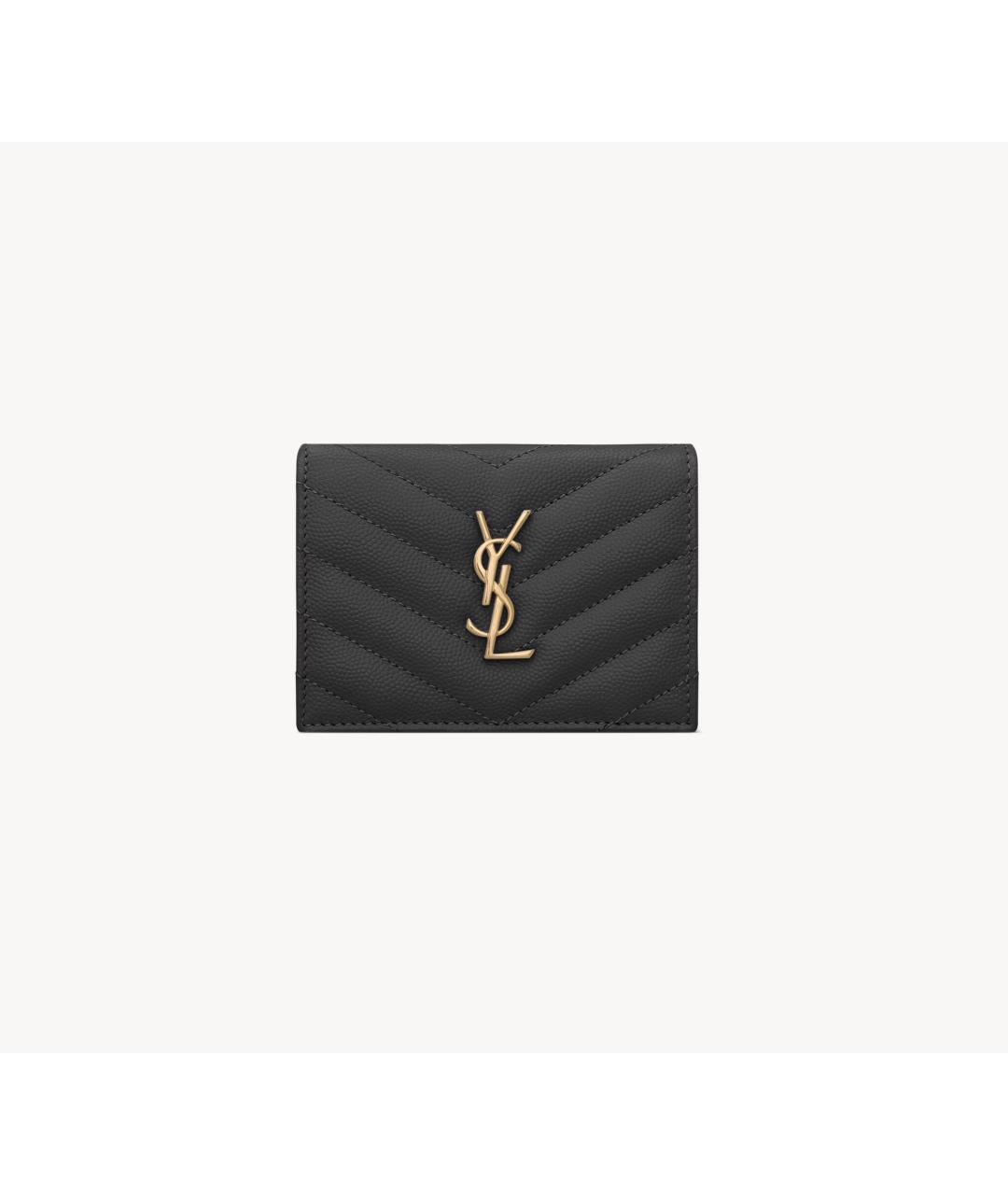 SAINT LAURENT Черный кожаный кошелек, фото 4