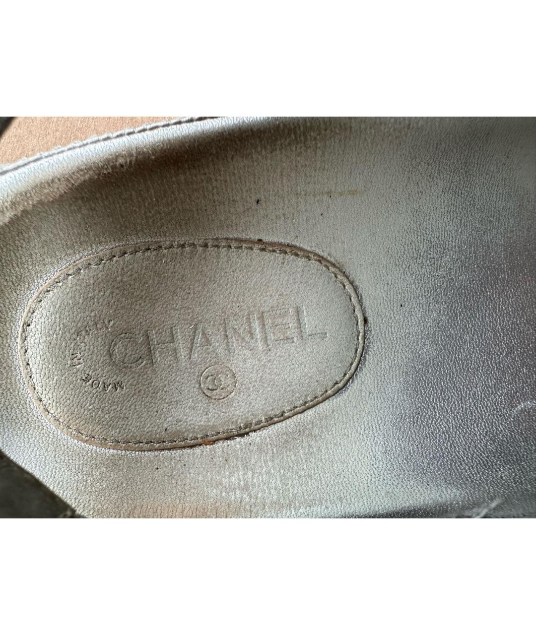 CHANEL Серебряные кожаные сандалии, фото 6