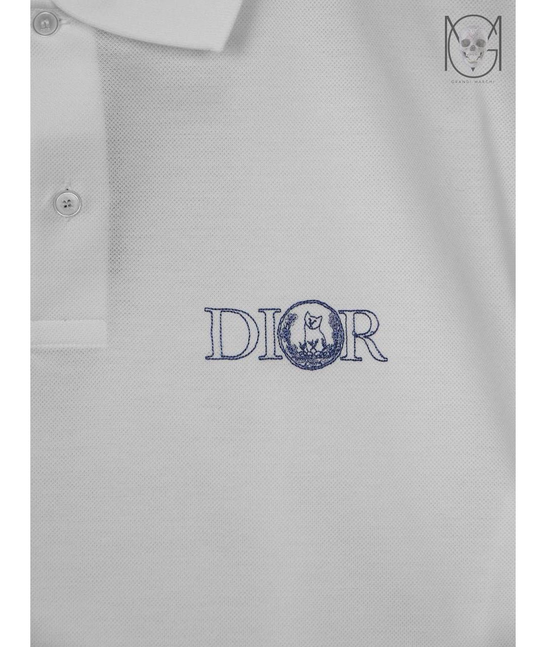 CHRISTIAN DIOR Белое хлопковое поло с коротким рукавом, фото 4
