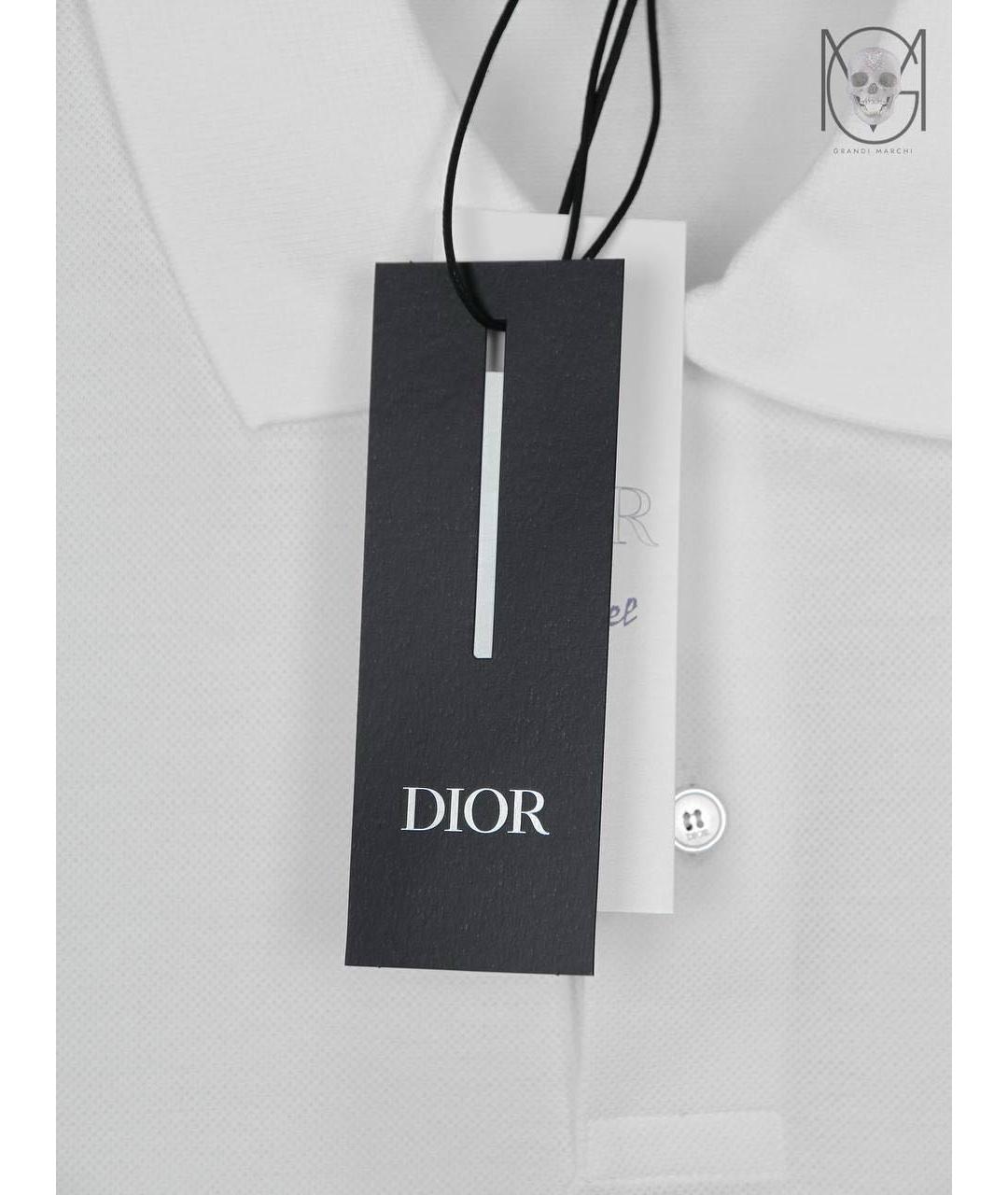 CHRISTIAN DIOR Белое хлопковое поло с коротким рукавом, фото 5