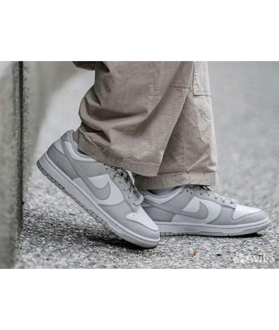 NIKE Серебряные кожаные кроссовки, фото 5