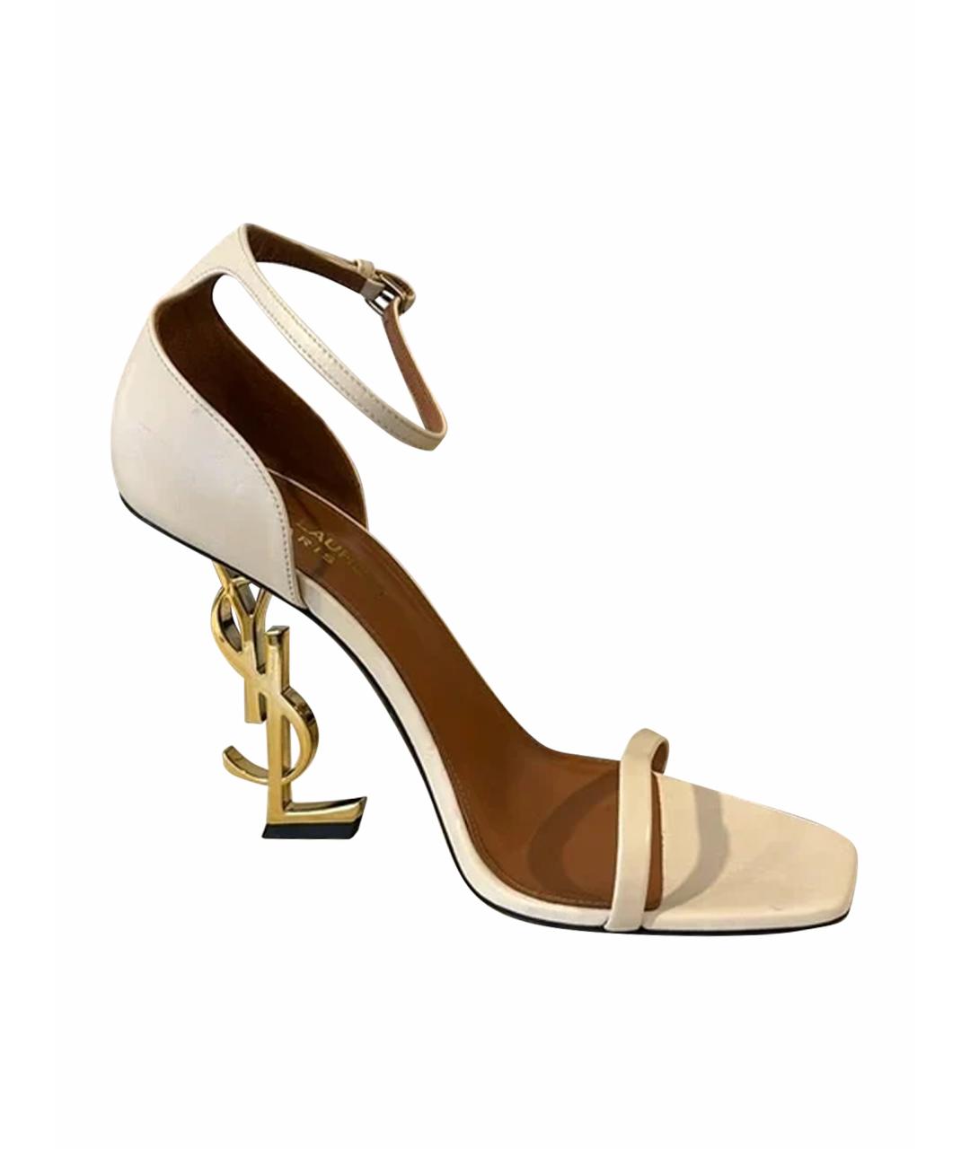 SAINT LAURENT Бежевые кожаные босоножки, фото 1
