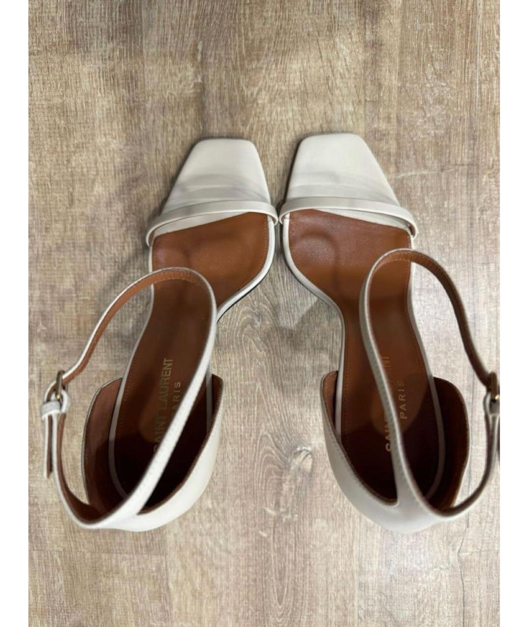 SAINT LAURENT Бежевые кожаные босоножки, фото 3