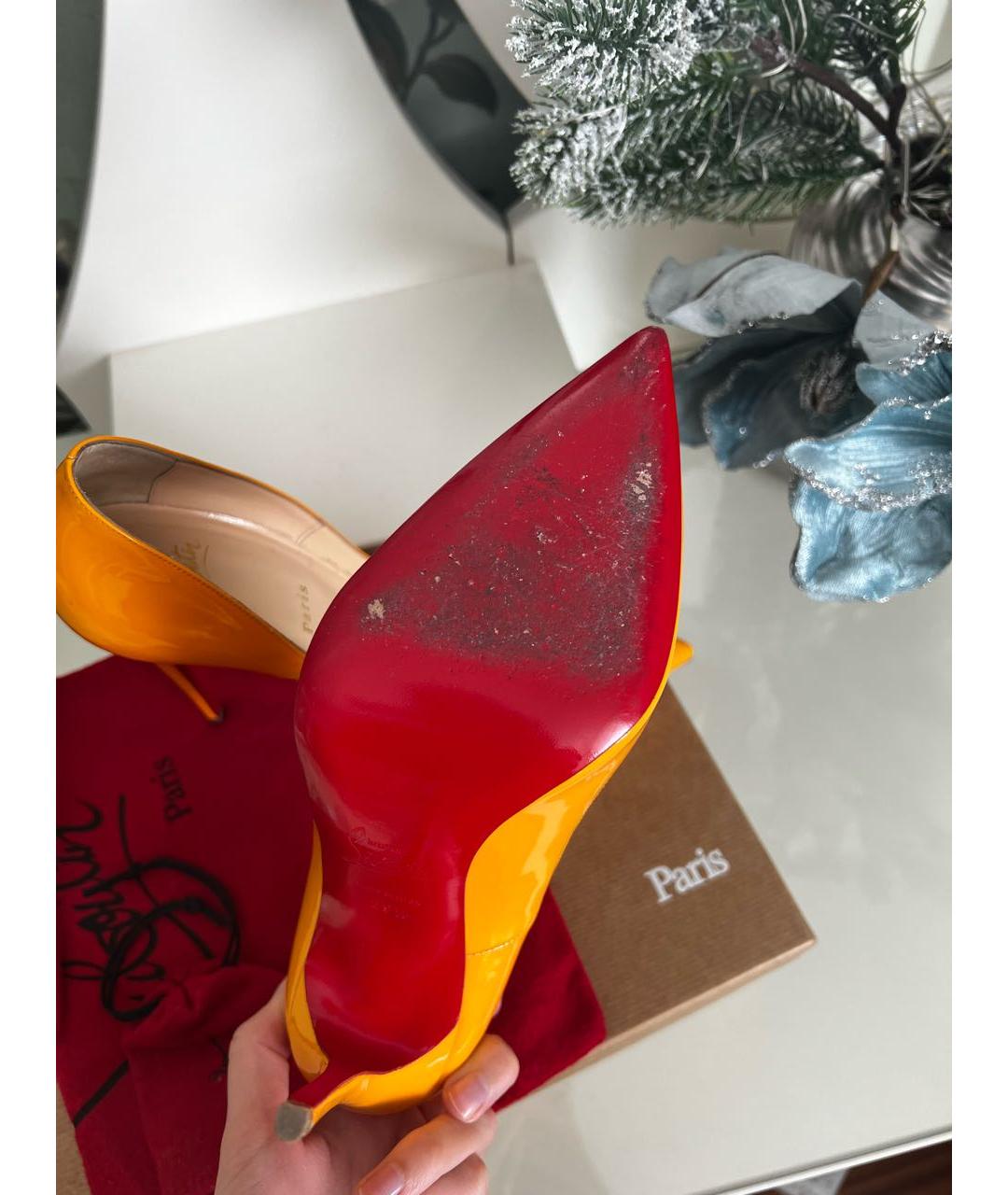 CHRISTIAN LOUBOUTIN Желтые туфли из лакированной кожи, фото 3