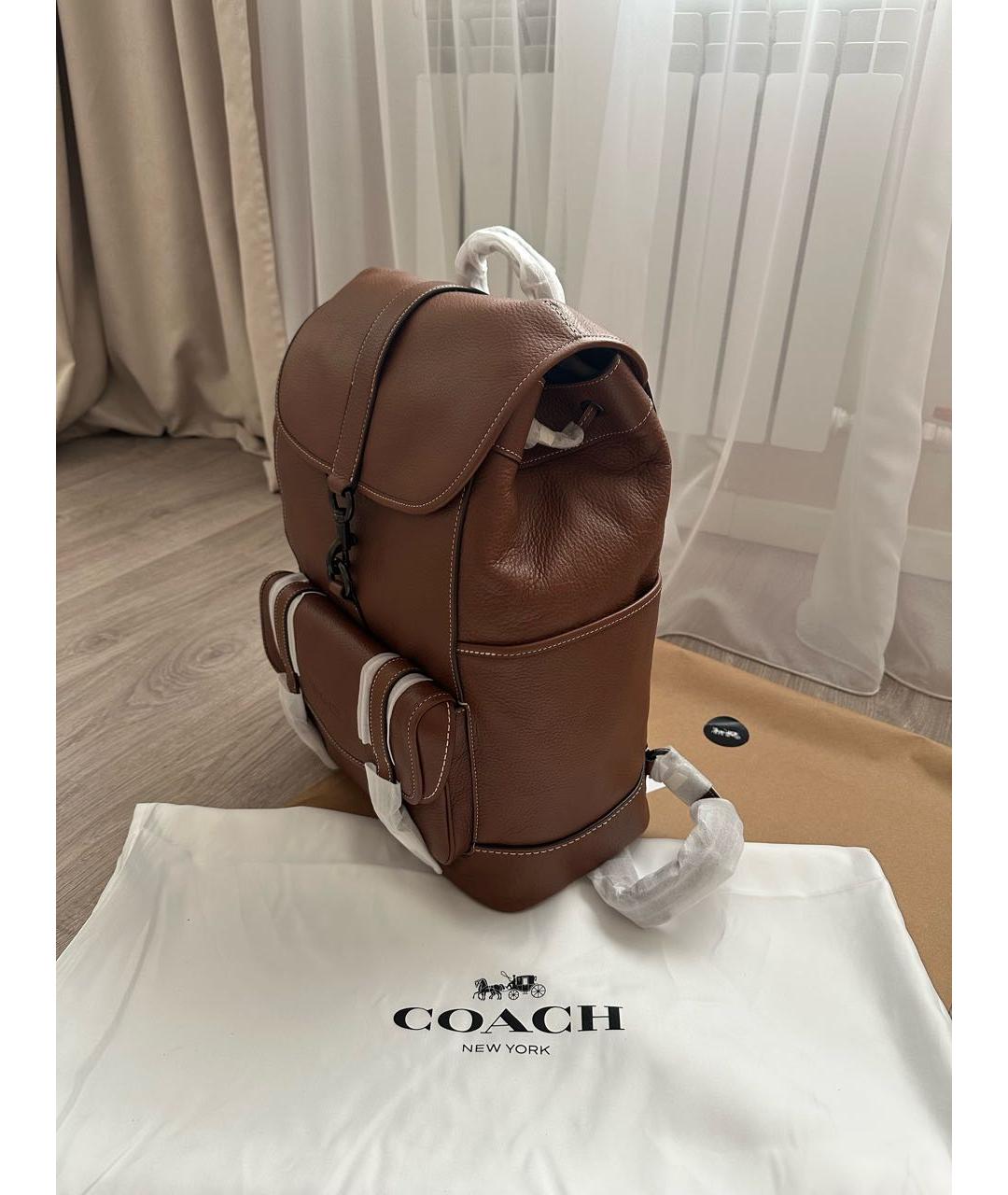 COACH Коричневый кожаный рюкзак, фото 3