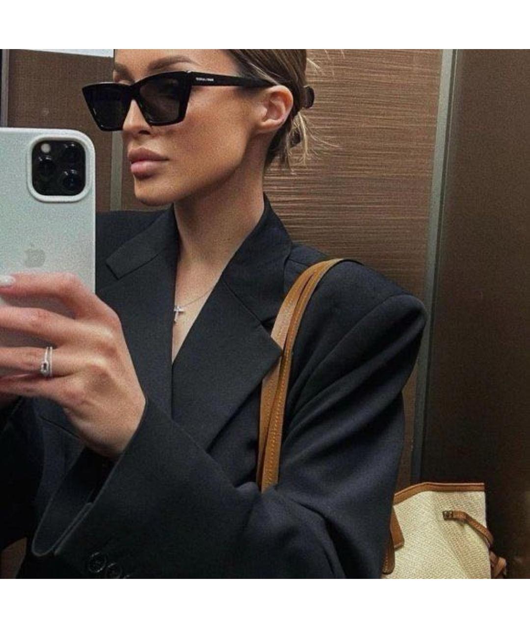 SAINT LAURENT Черные пластиковые солнцезащитные очки, фото 4