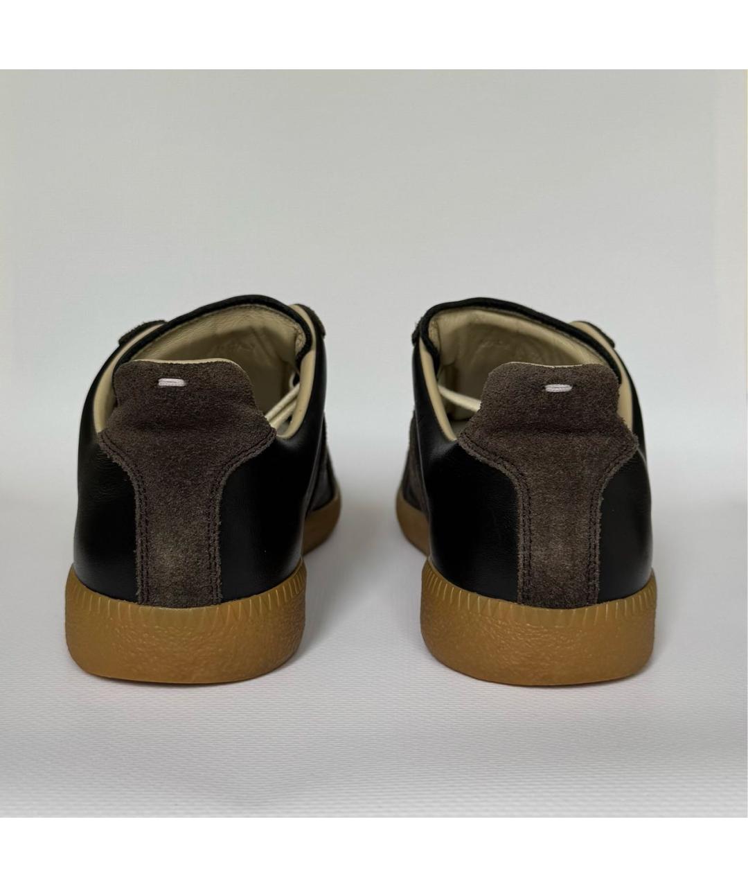 MAISON MARGIELA Коричневые кожаные кеды, фото 4