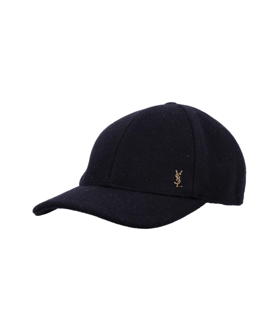 SAINT LAURENT Темно-синяя шерстяная кепка/бейсболка, фото 1