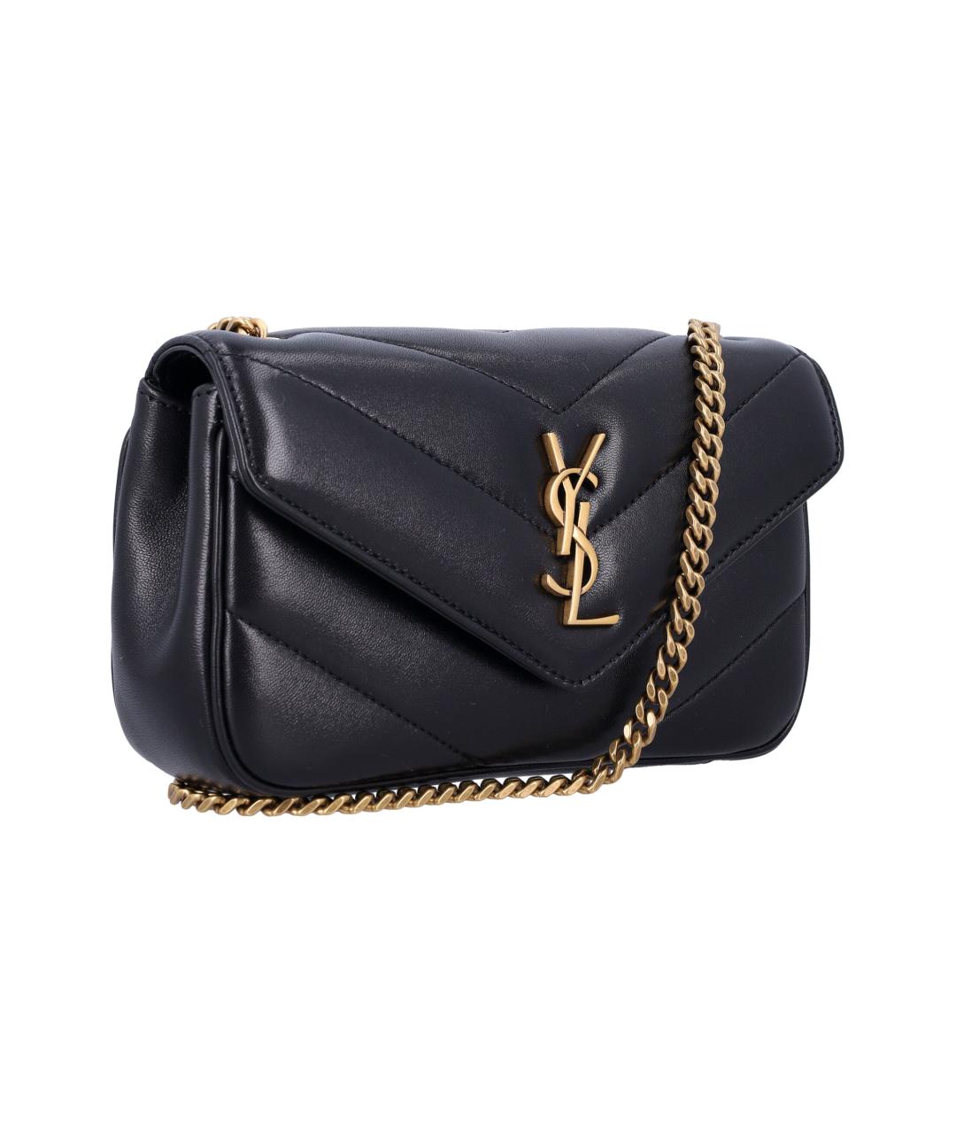 SAINT LAURENT Черная кожаная сумка через плечо, фото 2