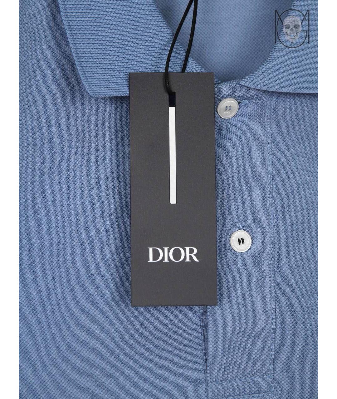 CHRISTIAN DIOR Голубое хлопковое поло с коротким рукавом, фото 4