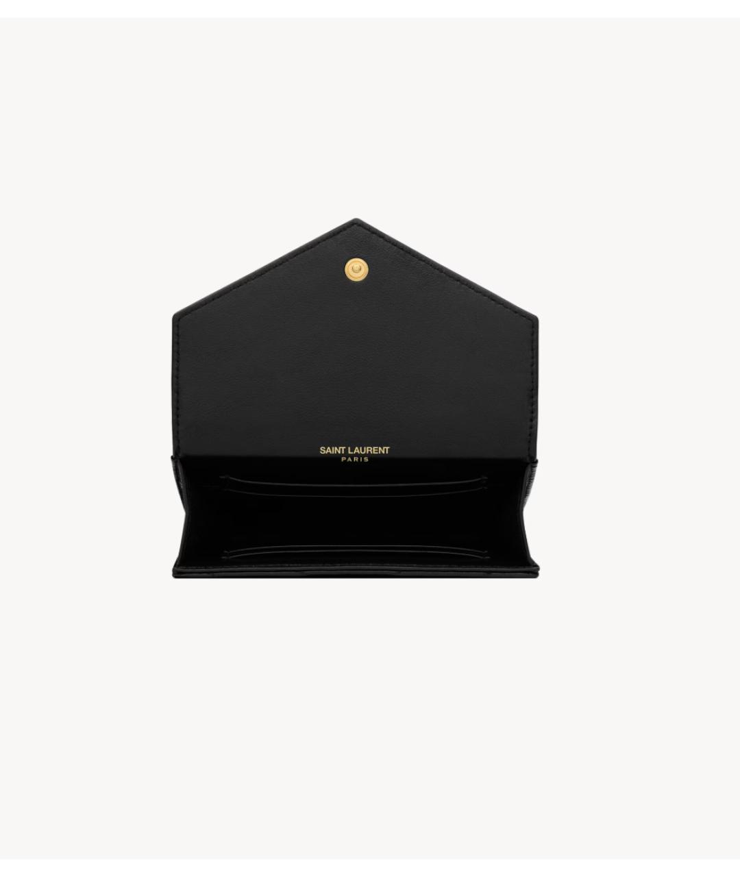 SAINT LAURENT Черный кожаный кардхолдер, фото 3