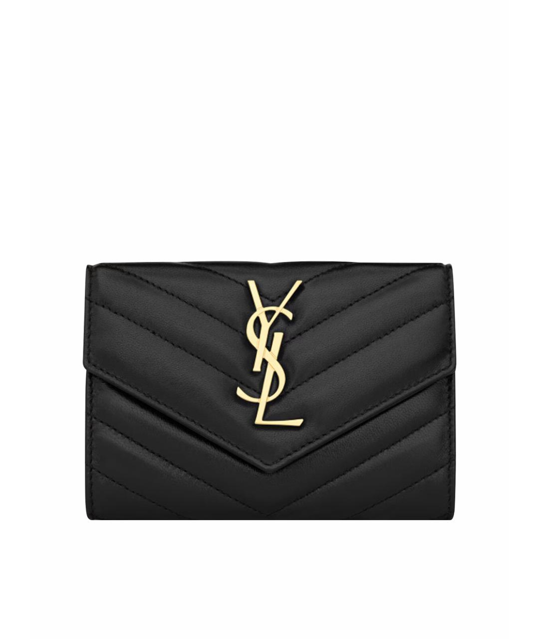 SAINT LAURENT Черный кожаный кардхолдер, фото 4