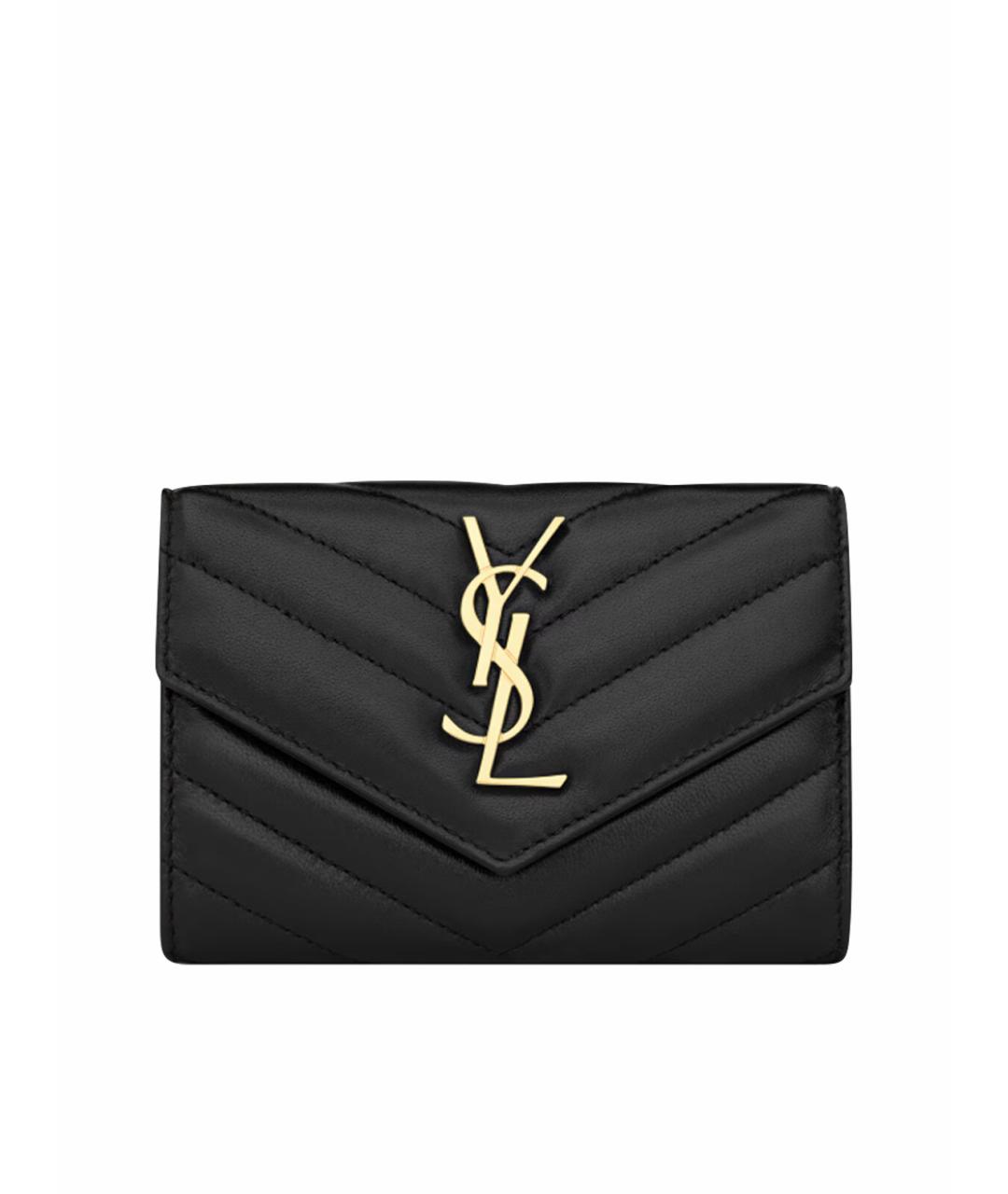 SAINT LAURENT Черный кожаный кардхолдер, фото 1