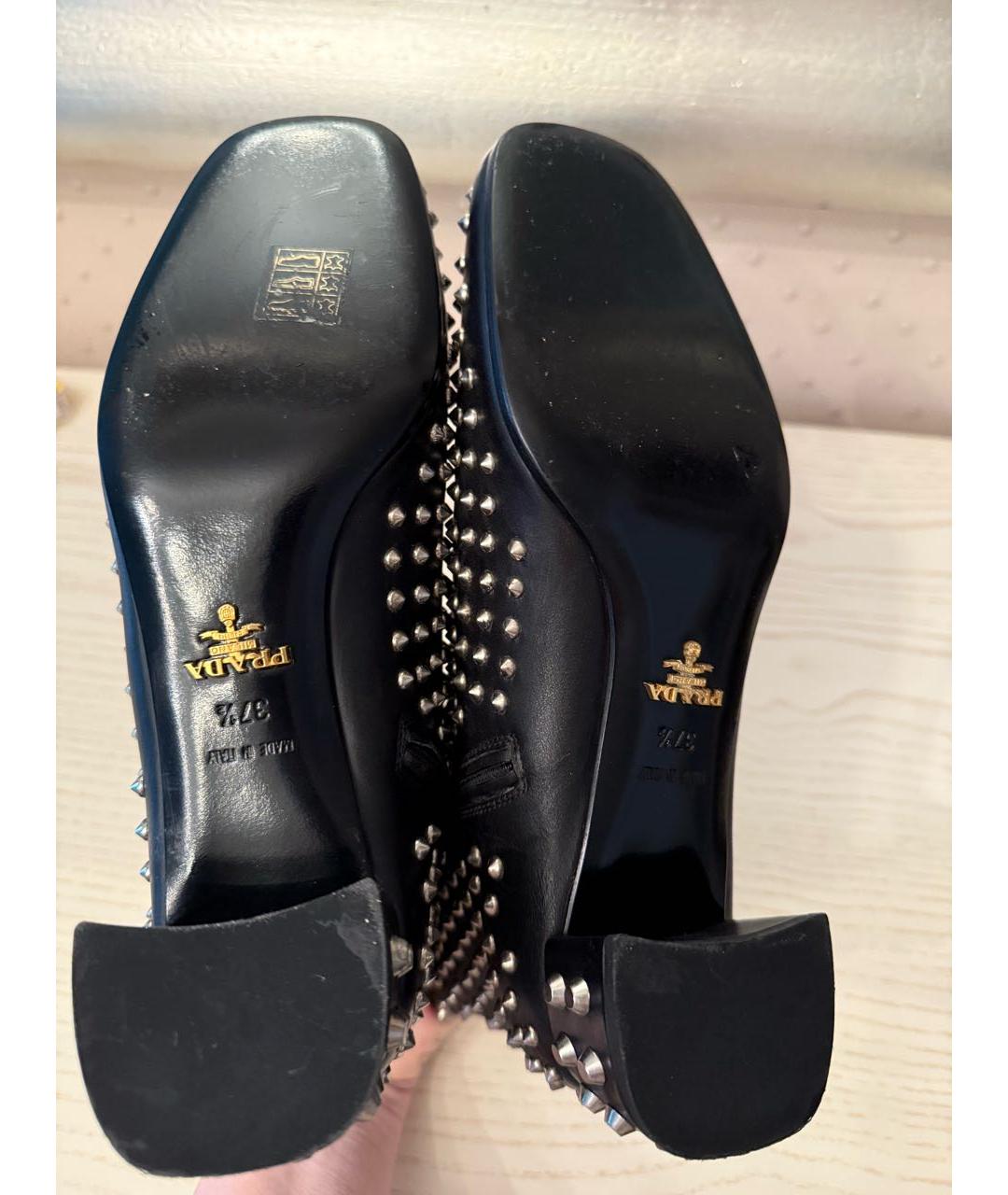 PRADA Черные кожаные полусапоги, фото 4