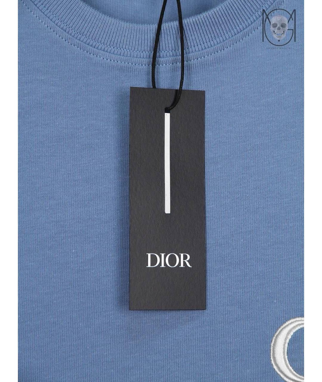CHRISTIAN DIOR Голубая хлопковая футболка, фото 3