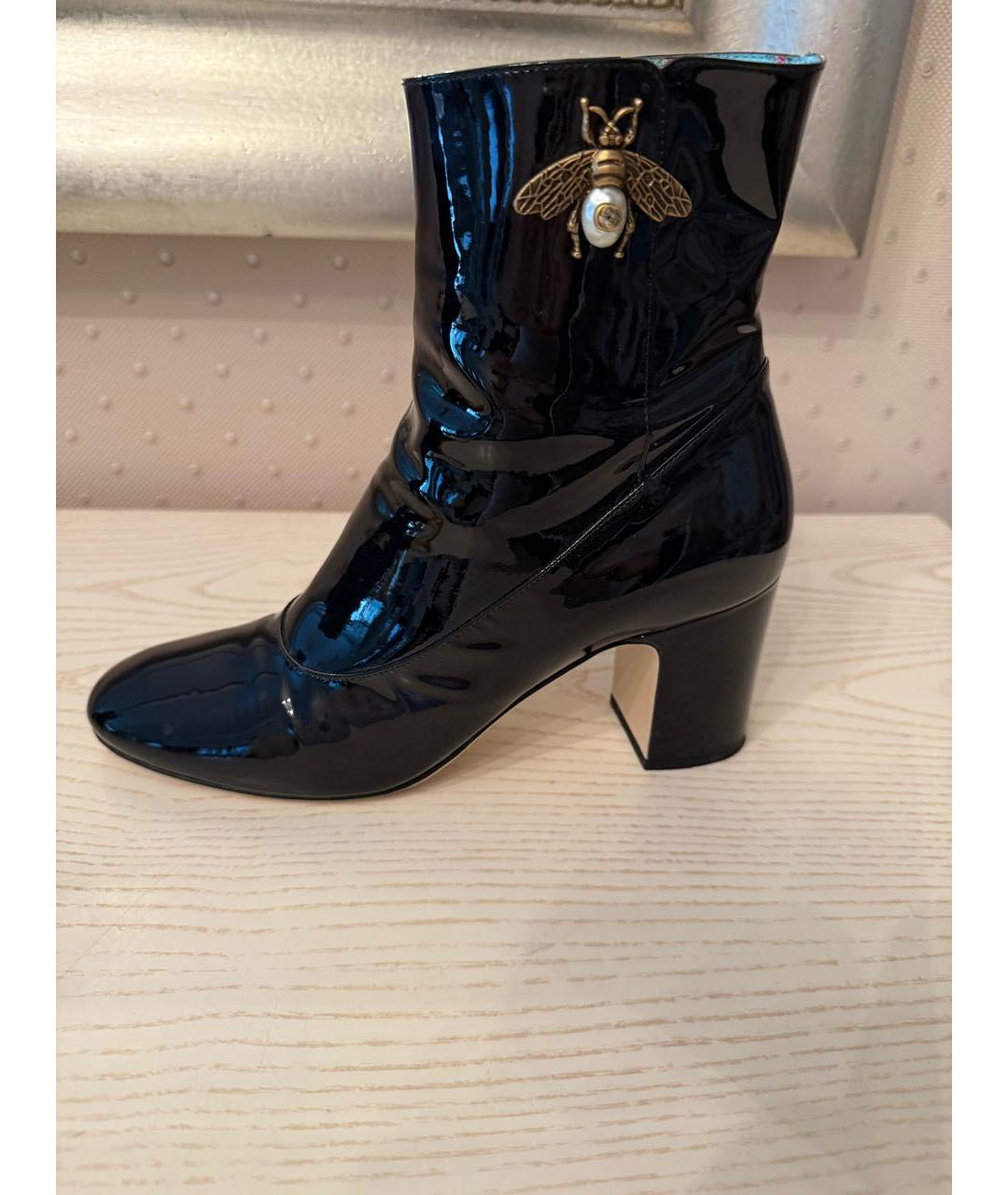 GUCCI Черные ботильоны из лакированной кожи, фото 2