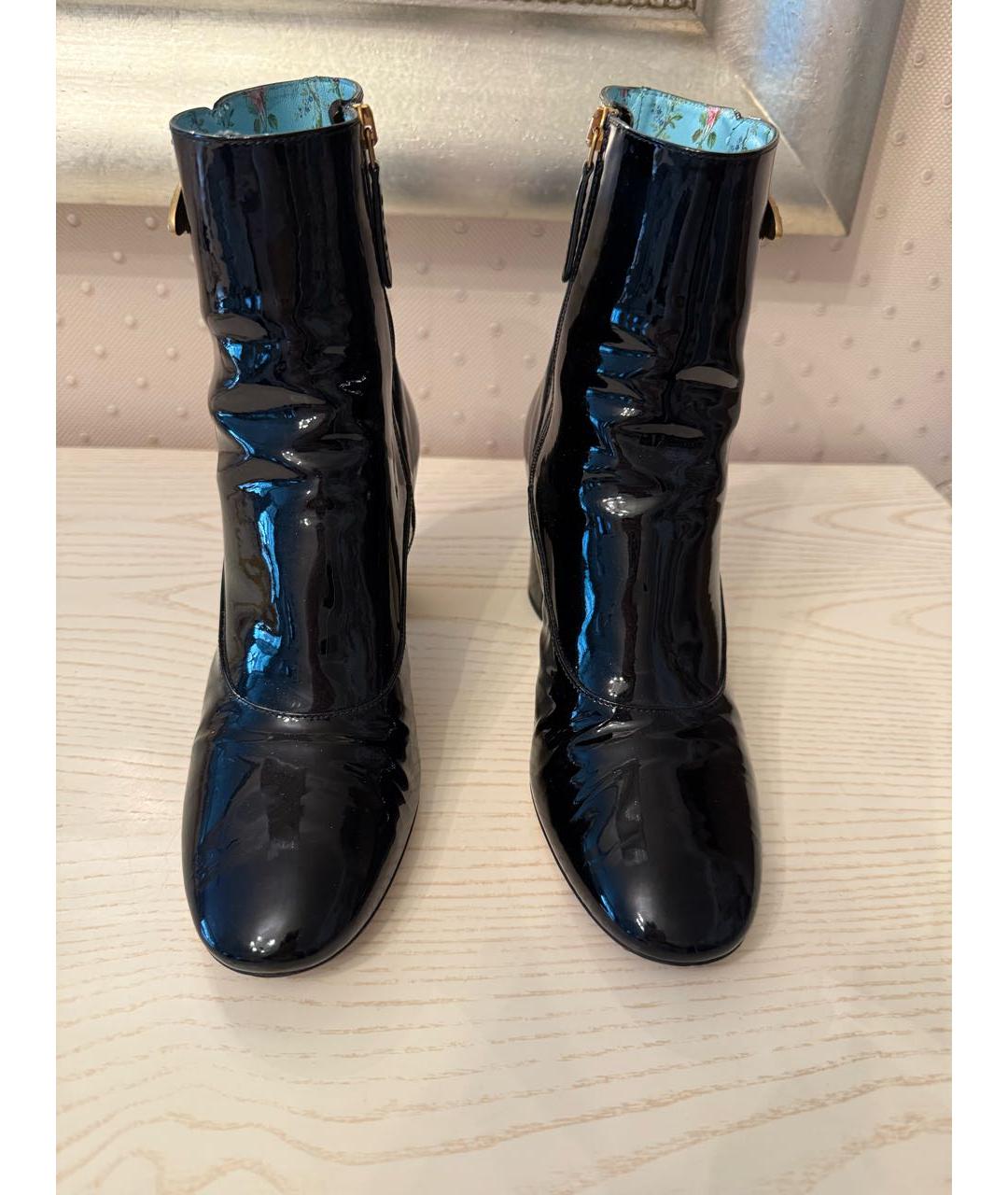 GUCCI Черные ботильоны из лакированной кожи, фото 3