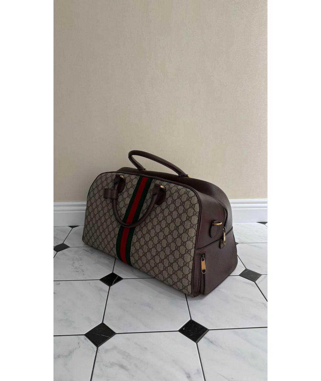 GUCCI Коричневая кожаная дорожная/спортивная сумка, фото 2
