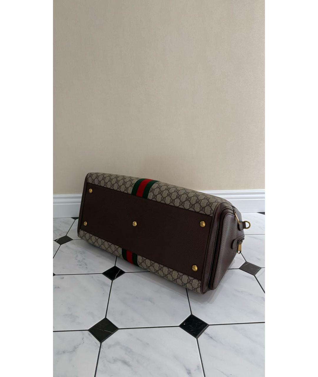 GUCCI Коричневая кожаная дорожная/спортивная сумка, фото 3