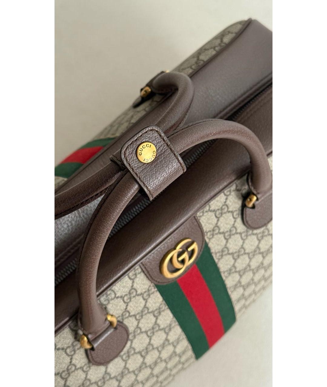 GUCCI Коричневая кожаная дорожная/спортивная сумка, фото 6