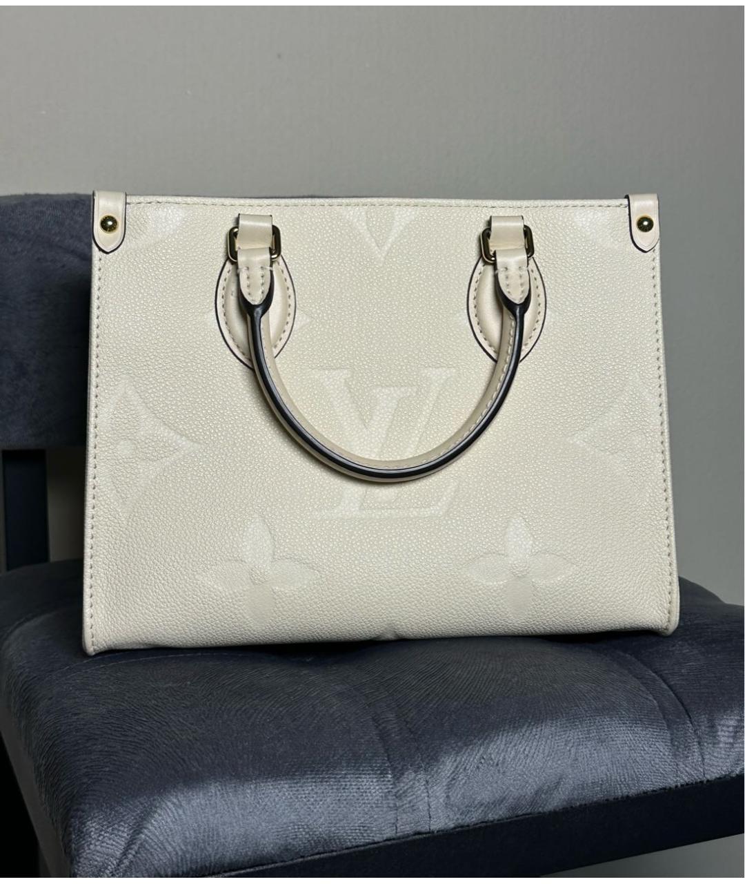 LOUIS VUITTON Белая кожаная сумка тоут, фото 6