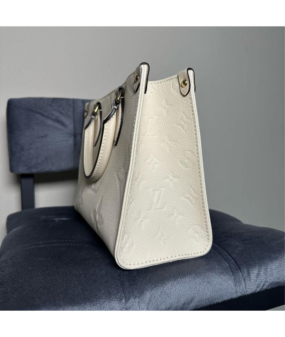 LOUIS VUITTON Белая кожаная сумка тоут, фото 2