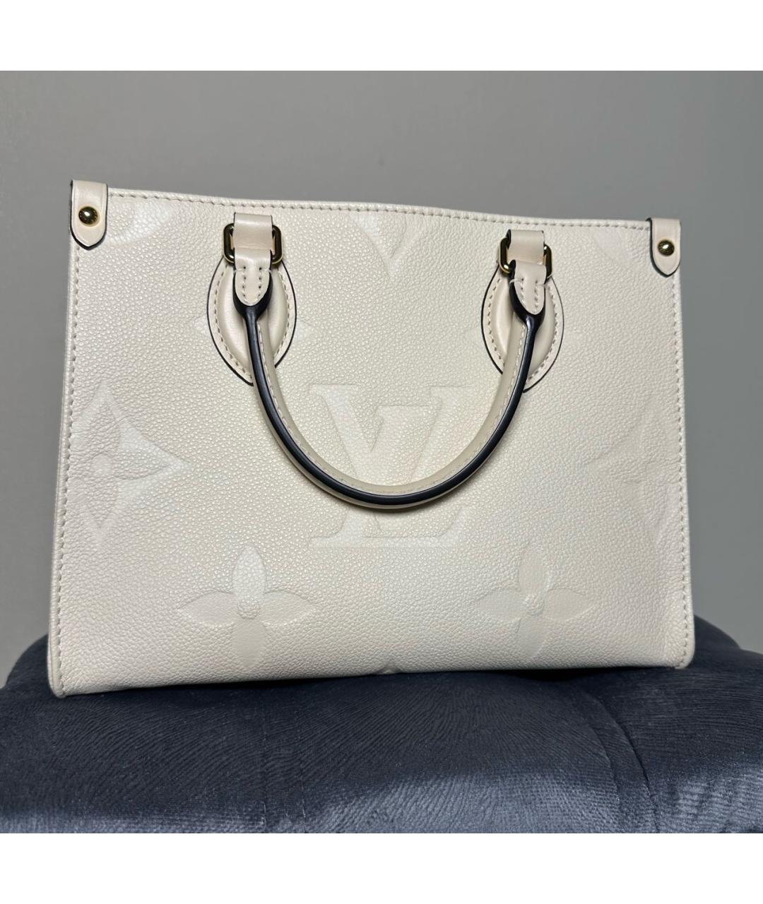 LOUIS VUITTON Белая кожаная сумка тоут, фото 3