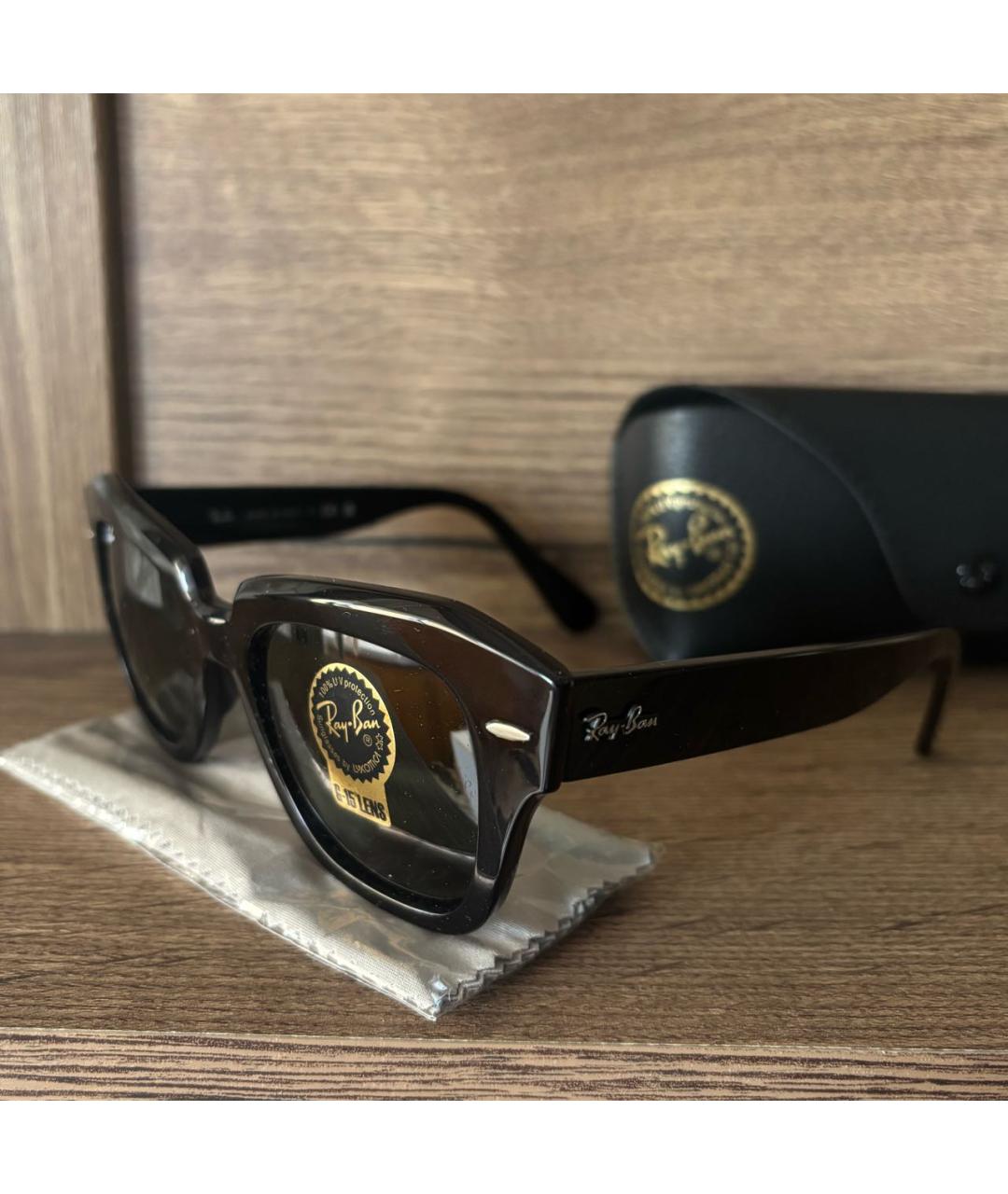 RAY BAN Черные солнцезащитные очки, фото 4
