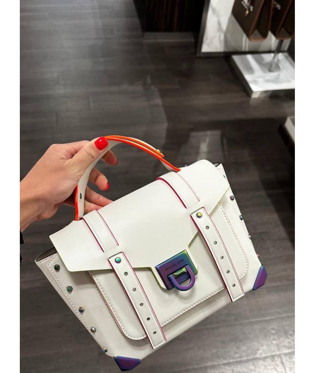 MICHAEL KORS Белая кожаная сумка через плечо, фото 4
