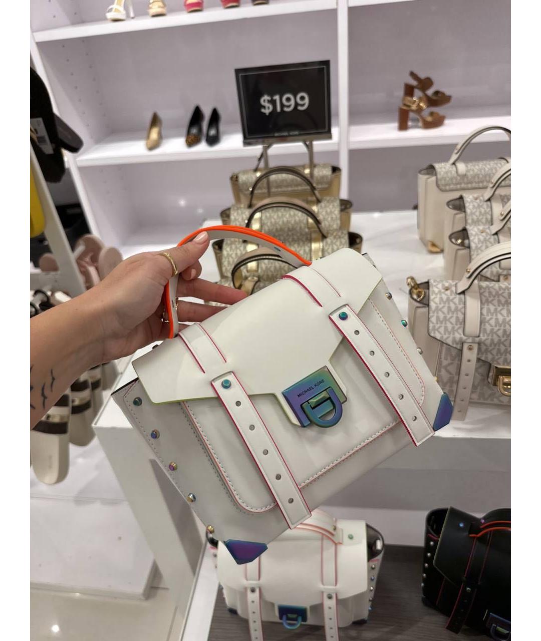 MICHAEL KORS Белая кожаная сумка через плечо, фото 8