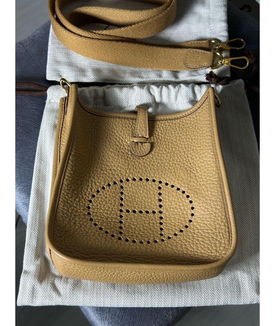 HERMES Коричневая кожаная сумка через плечо, фото 6