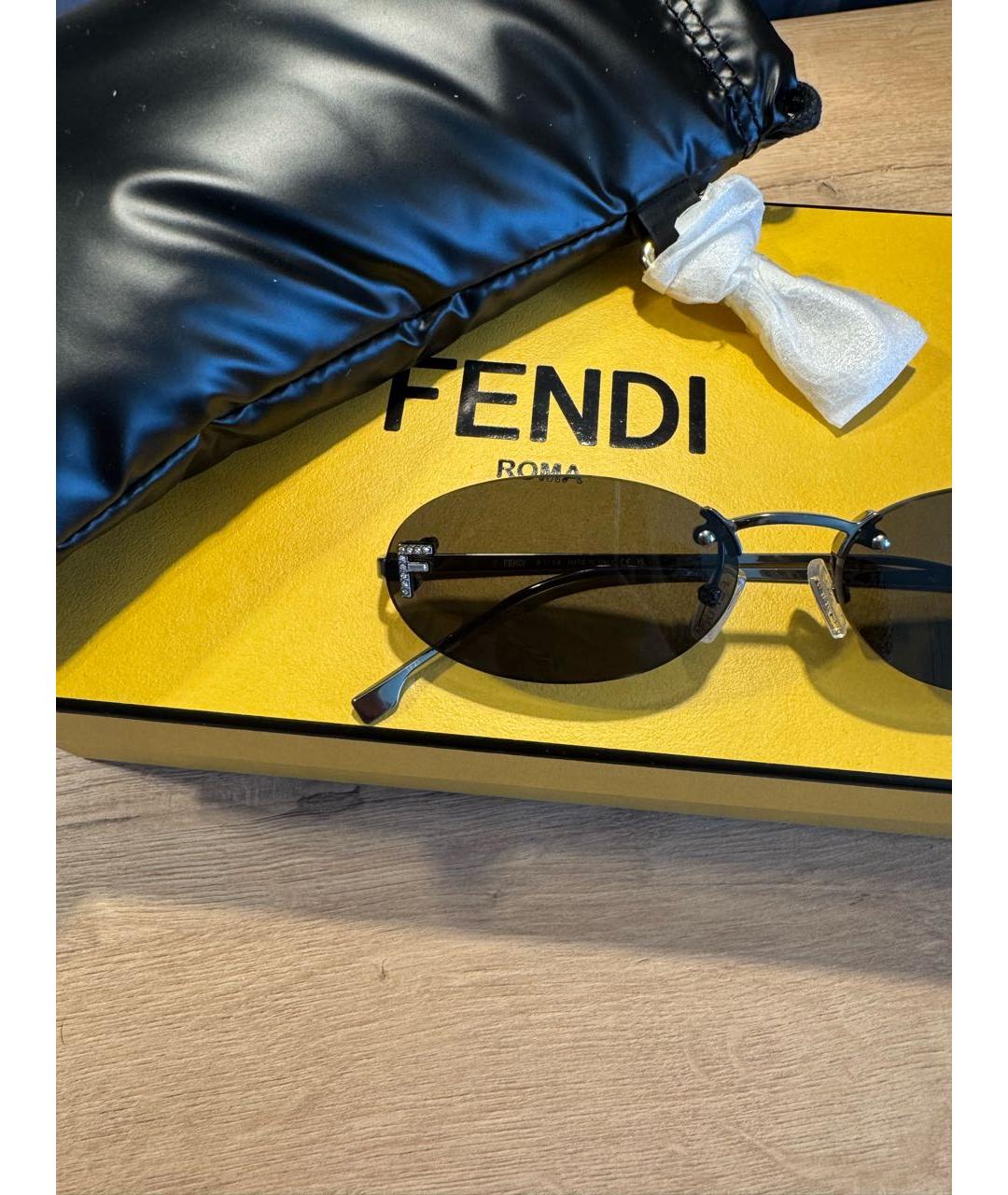 FENDI Черные металлические солнцезащитные очки, фото 4