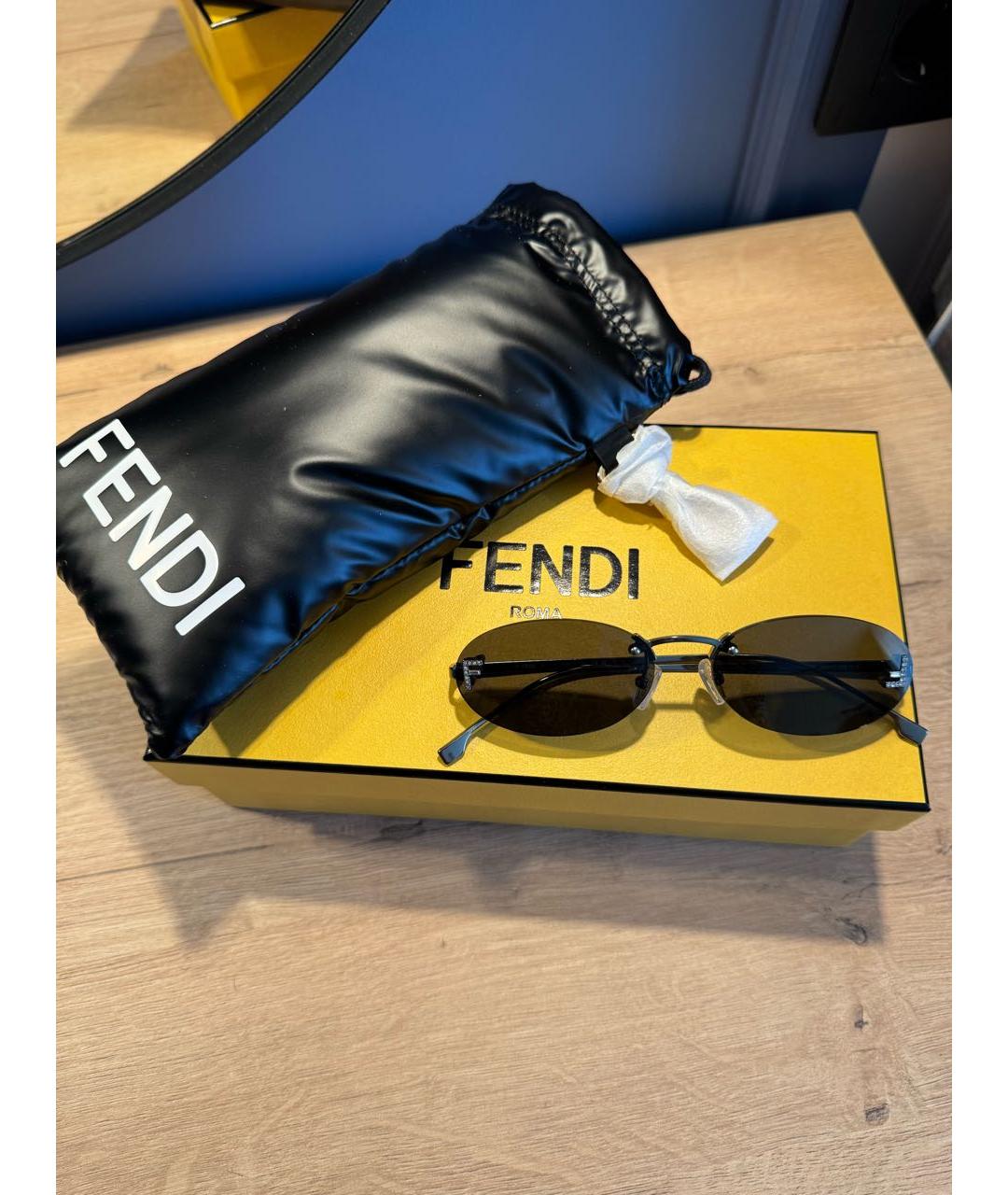 FENDI Черные металлические солнцезащитные очки, фото 6