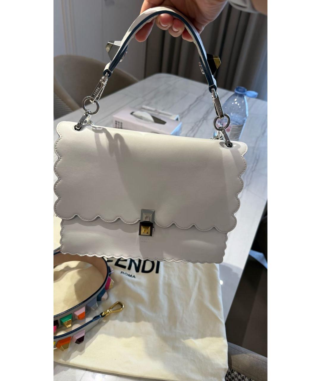 FENDI Белая кожаная сумка с короткими ручками, фото 9