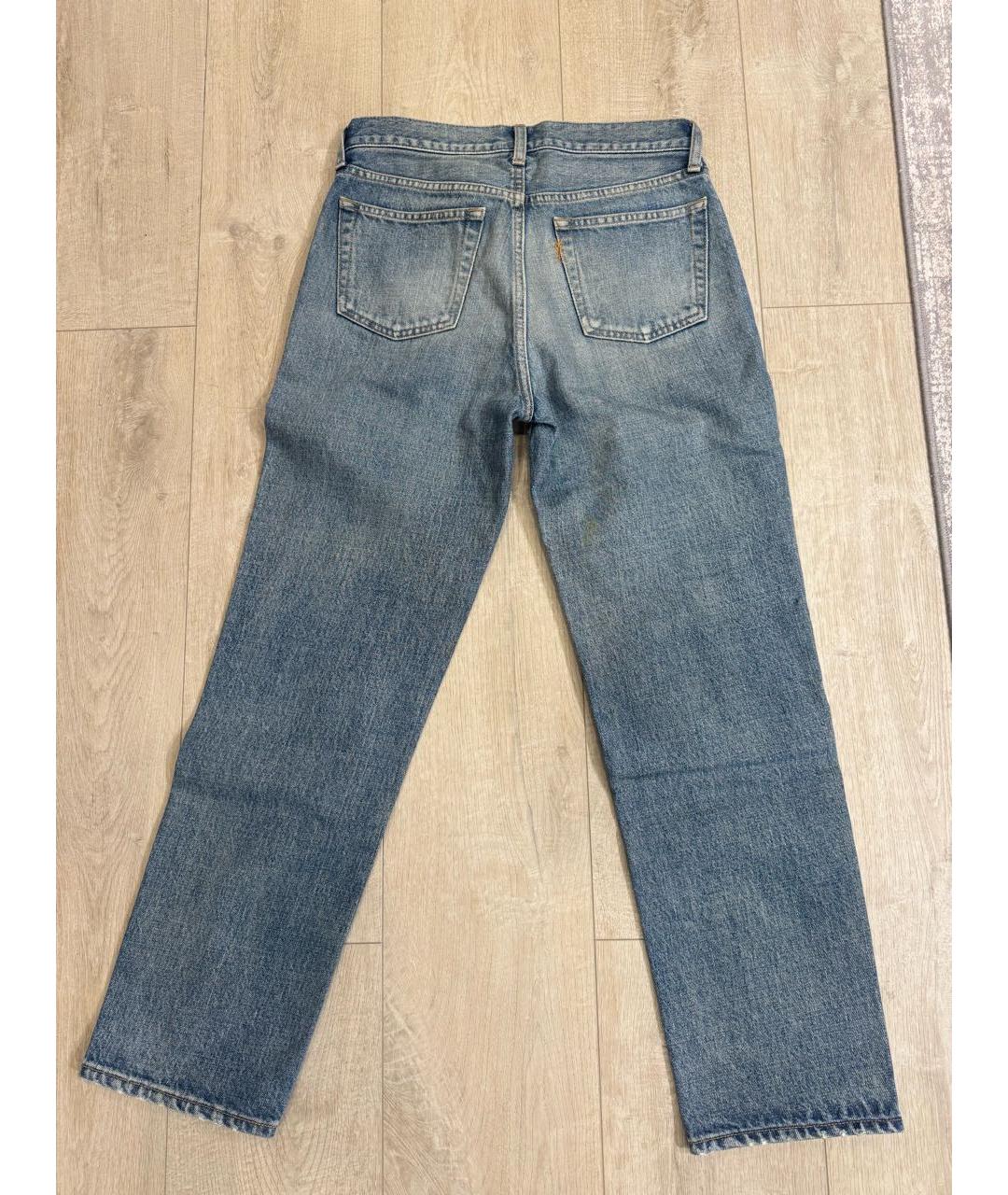 SAINT LAURENT Синие хлопковые прямые джинсы, фото 2