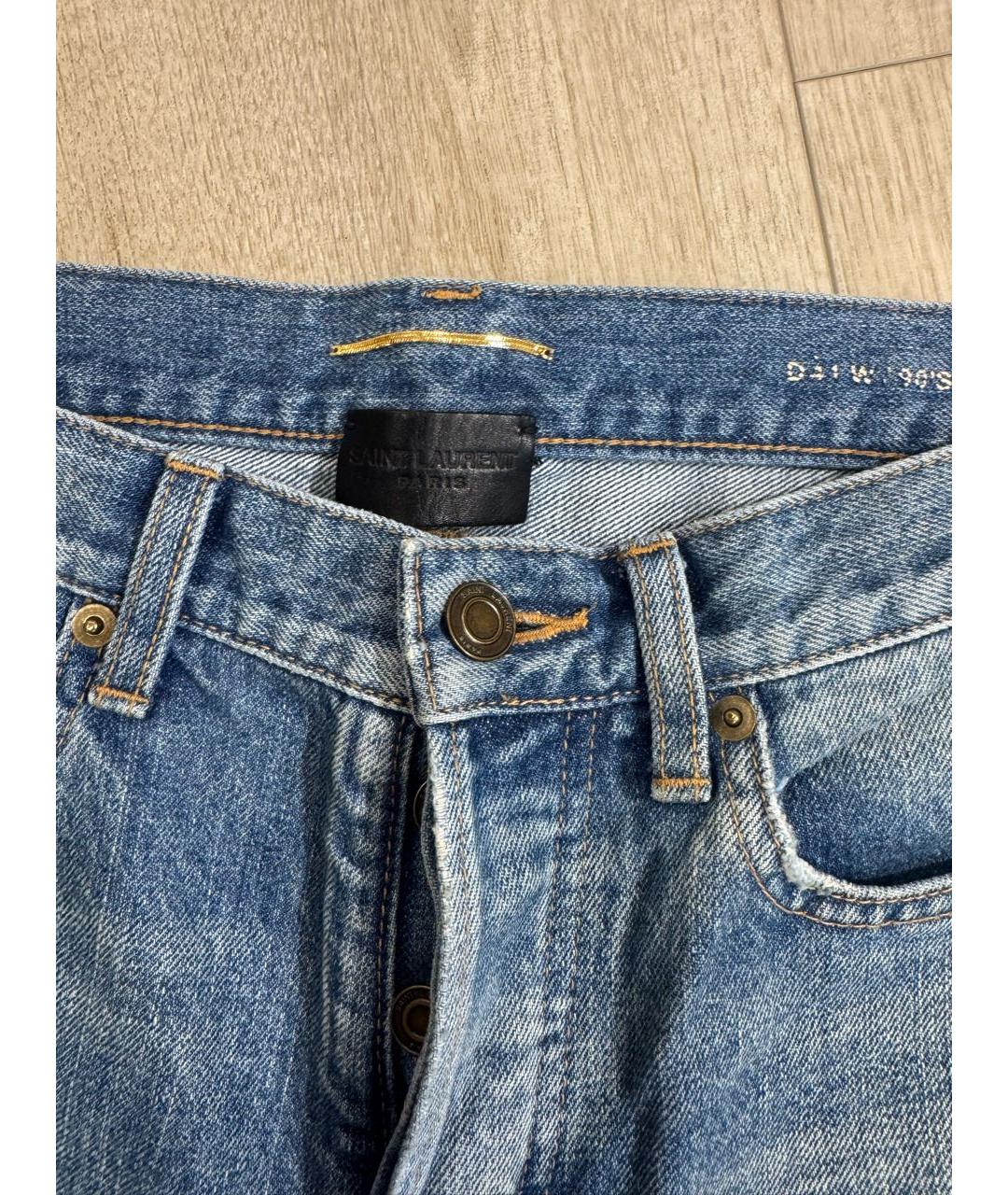 SAINT LAURENT Синие хлопковые прямые джинсы, фото 4