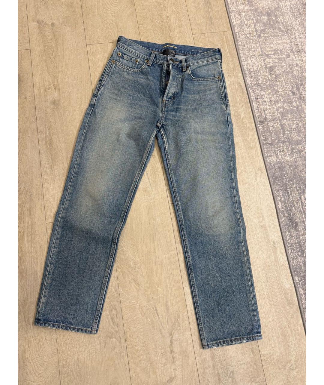 SAINT LAURENT Синие хлопковые прямые джинсы, фото 6