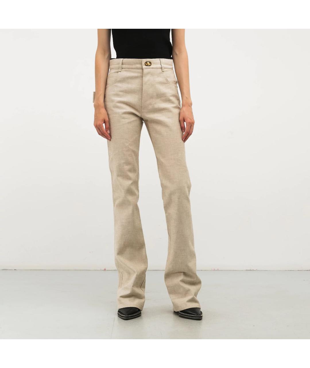 BOTTEGA VENETA Бежевые хлопковые прямые джинсы, фото 2