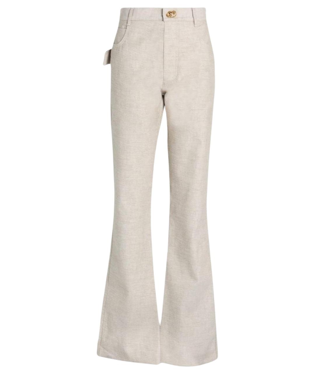 BOTTEGA VENETA Бежевые хлопковые прямые джинсы, фото 1