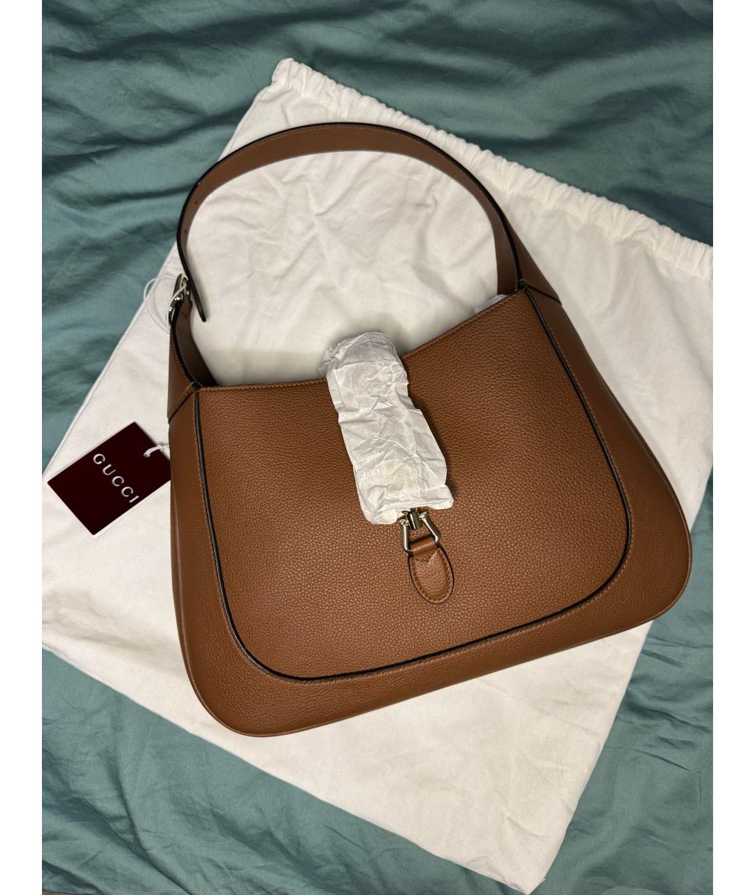 GUCCI Коричневая кожаная сумка с короткими ручками, фото 6