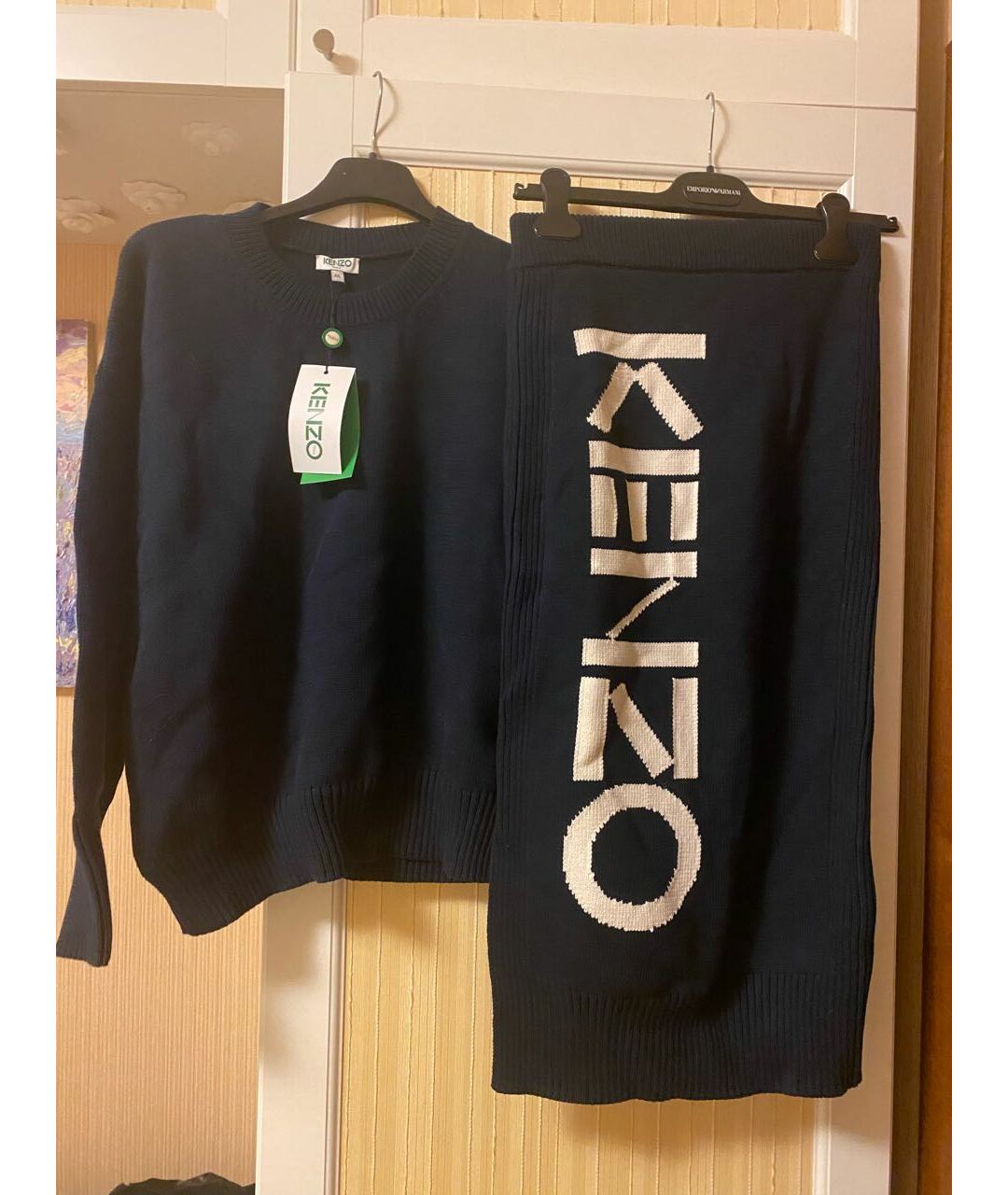 KENZO Темно-синий хлопковый костюм с брюками, фото 7