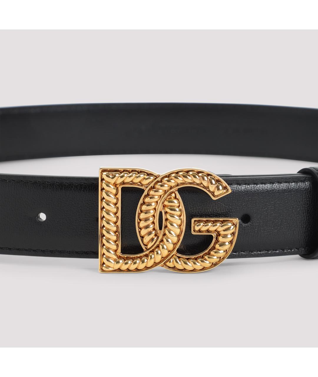 DOLCE&GABBANA Черный кожаный ремень, фото 2