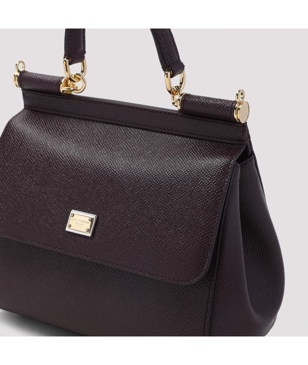 DOLCE&GABBANA Коричневая кожаная сумка с короткими ручками, фото 5
